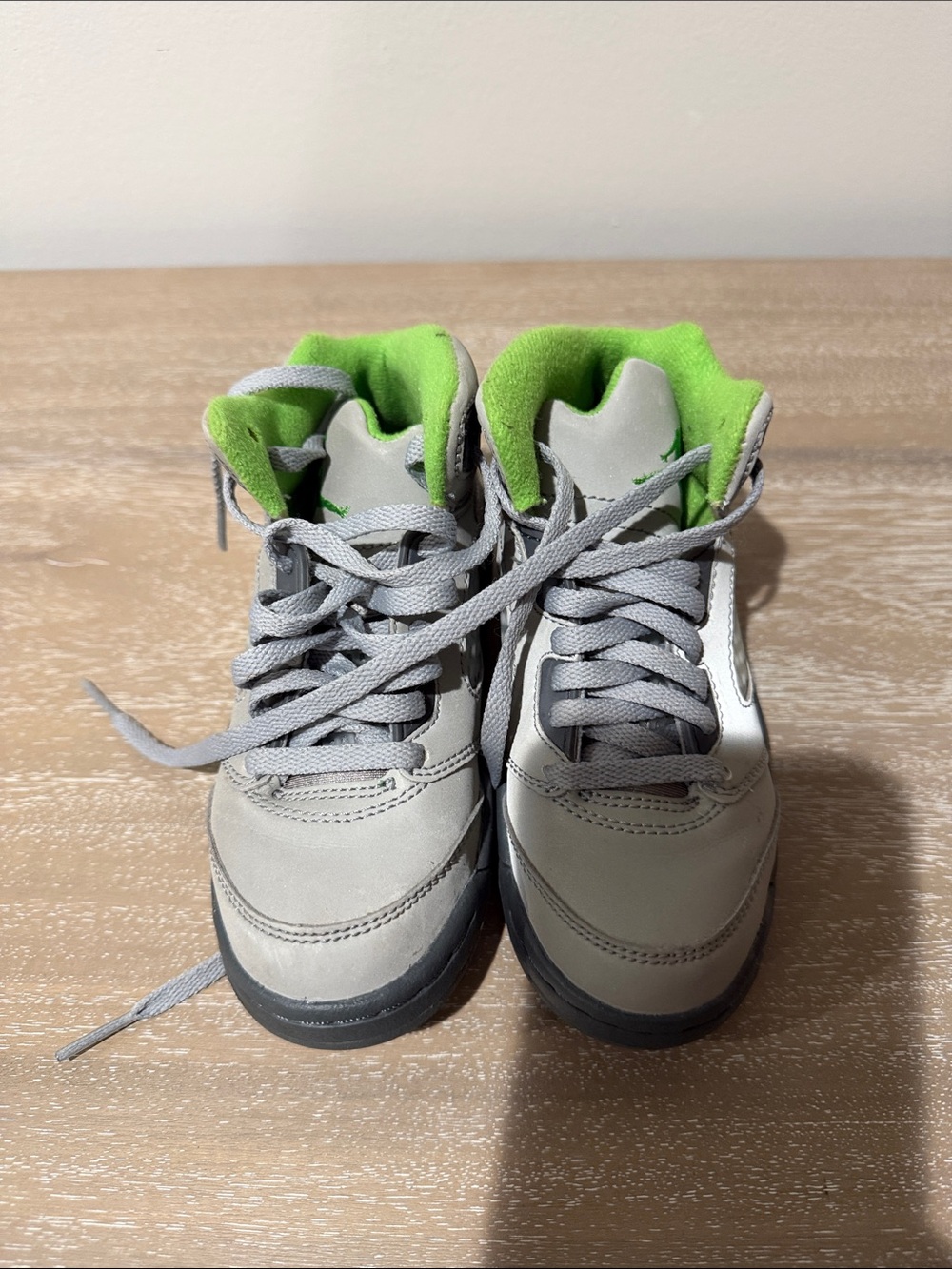Jordan Kids Gray Sneakers with Lime Green Lining